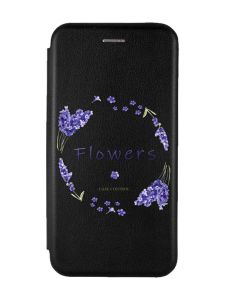 Чохол-книжка з малюнком для Samsung Galaxy S21 FE Чорний :: Лавандовий віночок (принт 19)