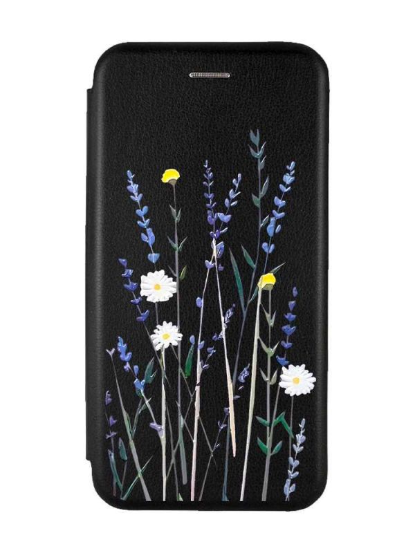 Чохол-книжка з малюнком для Samsung Galaxy S21 FE Чорний :: Польові квіти (принт 270)