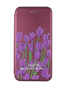 Чохол-книжка з малюнком для iPhone 11 Бордовий :: Тюльпани (принт 265)