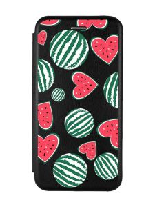 Чохол-книга з малюнком для Samsung Galaxy M13 4G Чорний :: Кавуни сердечка (принт 343)
