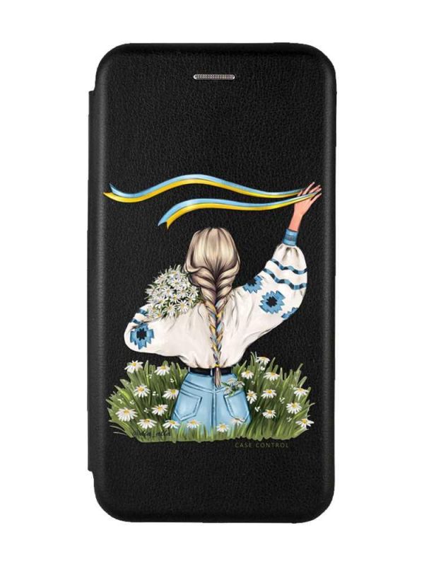 Чохол-книжка з малюнком для Samsung Galaxy M14 Чорний :: Дівчина зі стрічкою (принт 17)