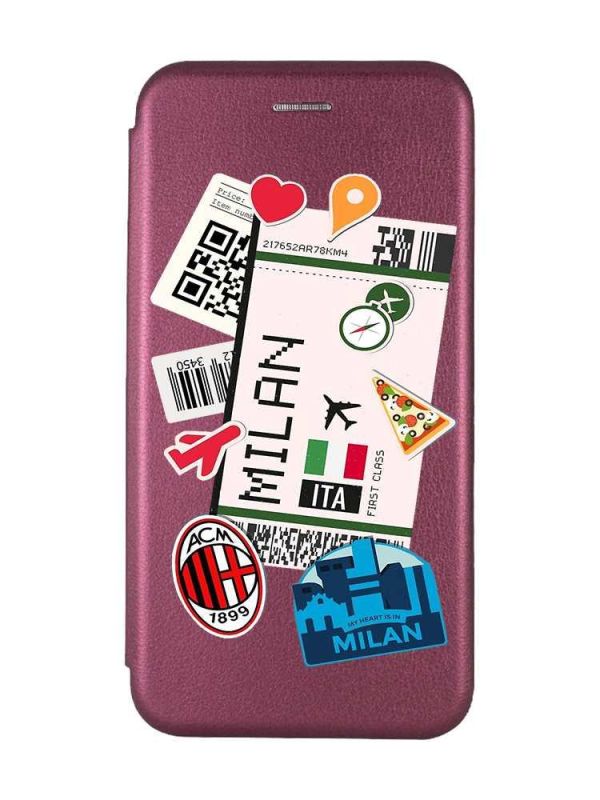 Чохол-книжка з малюнком для Samsung Galaxy S21 FE  Бордовий :: Подорожі. Італія (принт 325)