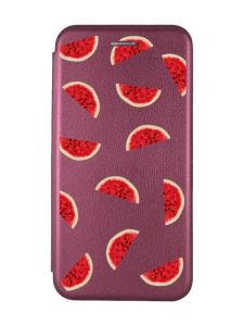 Чохол-книжка з малюнком для Samsung Galaxy S21 FE  Бордовий :: Скибки кавуна (принт 34)