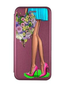 Чохол-книжка з малюнком для Samsung Galaxy S21 FE  Бордовий :: Квітковий настрій (принт 226)