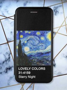 Чохол-книжка з малюнком для Samsung Galaxy M14 Чорний :: Зоряна ніч (принт 74)