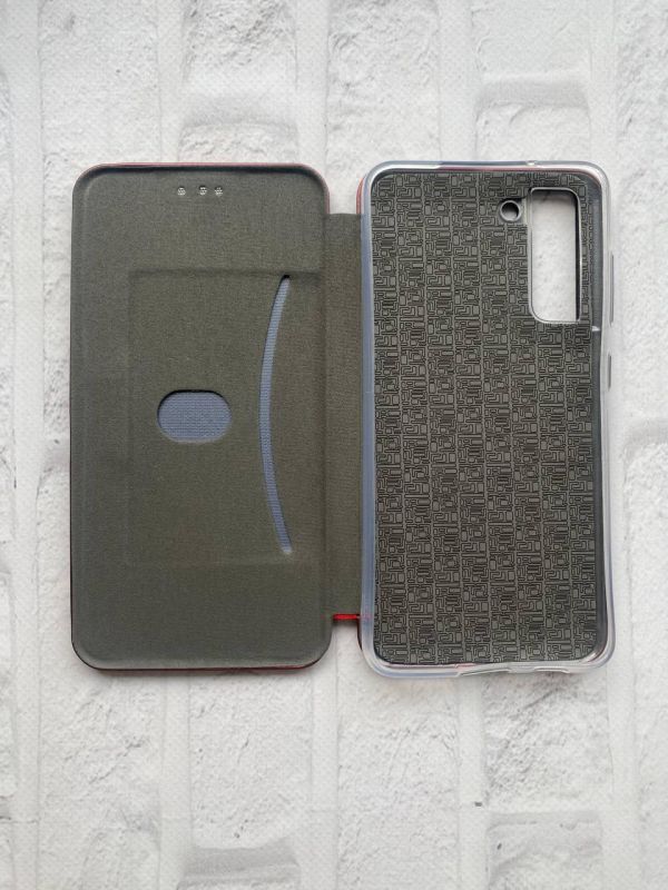 Чохол-книжка з малюнком для Samsung Galaxy S21 FE  Бордовий :: Кавуни сердечка (принт 343)