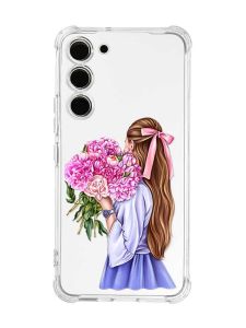 Чохол з потовщеними кутами на Samsung Galaxy S23 :: Дівчина з півоніями (принт 11)