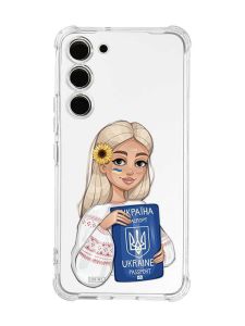 Чохол з потовщеними кутами на Samsung Galaxy S23 :: Дівчина з паспортом (принт 13)