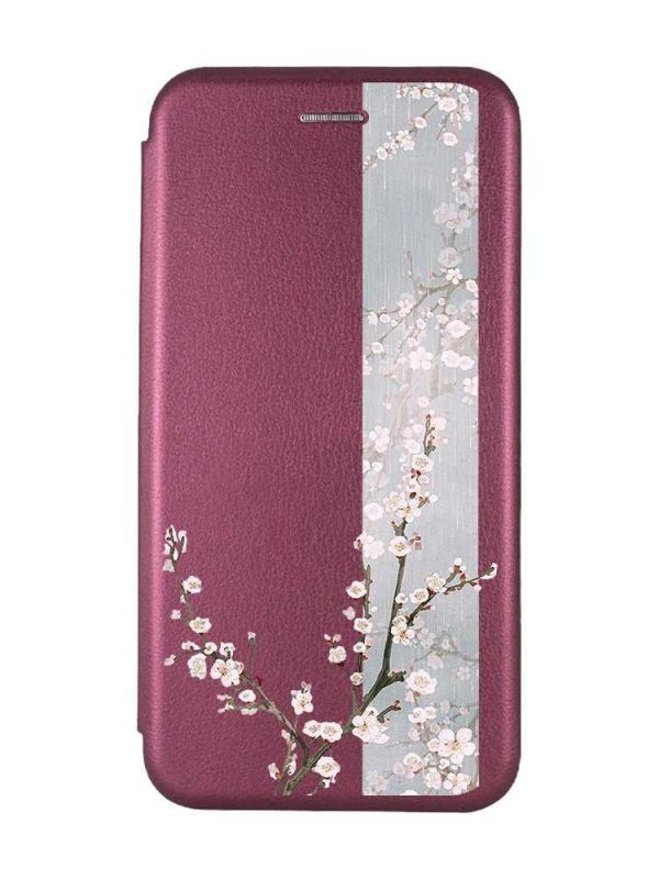Чохол-книжка з малюнком для Samsung Galaxy А31 Бордовий :: Квітуча сакура (принт 285)