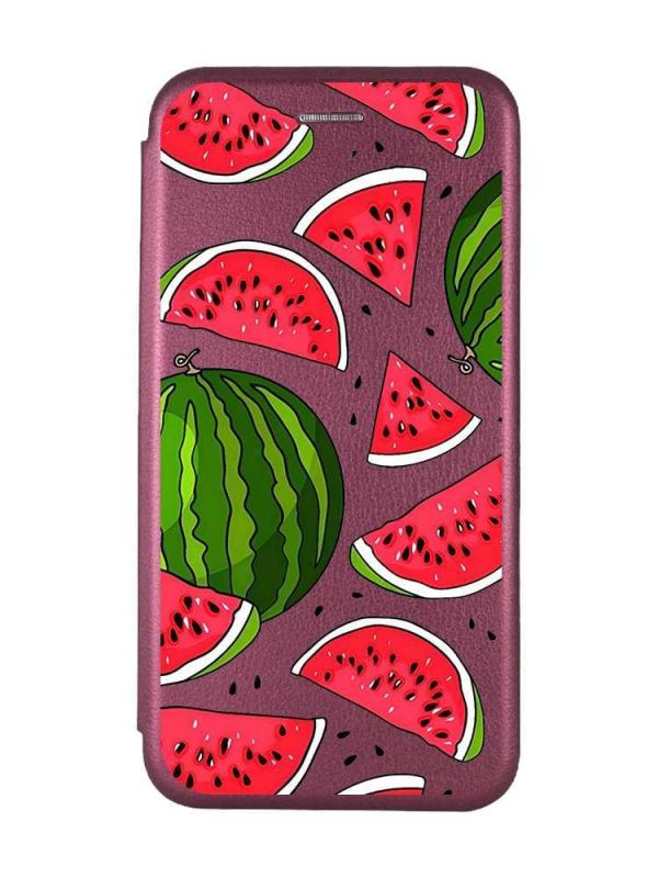 Чохол-книжка з малюнком для Samsung Galaxy А31 Бордовий :: Кавуни (принт 341)