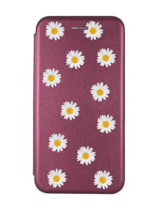 Чохол-книжка з малюнком для Samsung Galaxy А31 Бордовий :: Фон ромашки (принт 41)