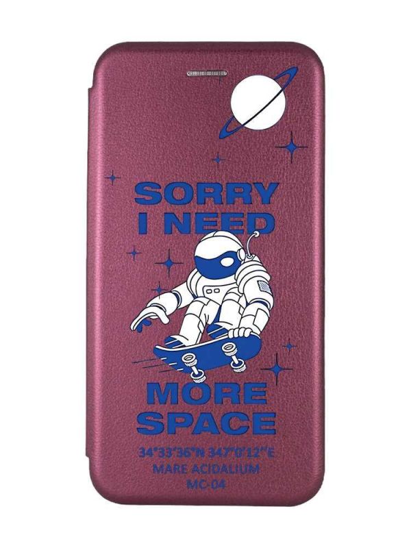 Чохол-книжка з малюнком для Samsung Galaxy А31 Бордовий :: Космонавт на скейті (принт 248)