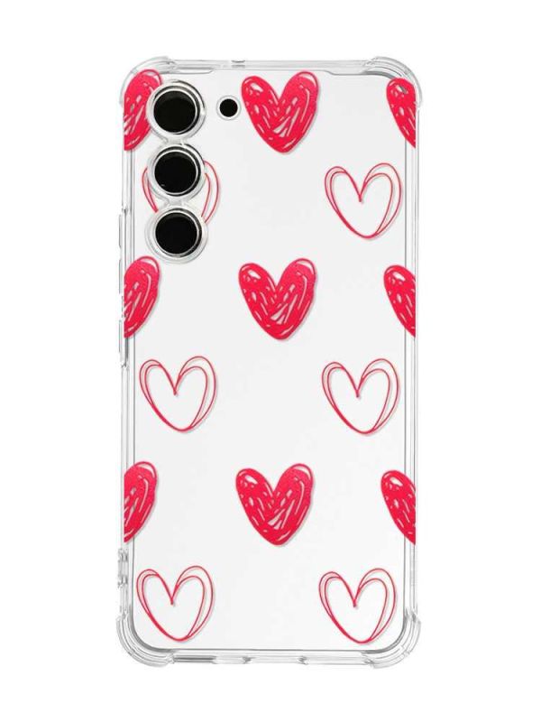 Чохол з потовщеними кутами на Samsung Galaxy S23 :: Сердечка червоні (принт 77)