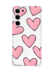 Чохол з потовщеними кутами на Samsung Galaxy S23 :: Сердечка рожеві (принт 78)