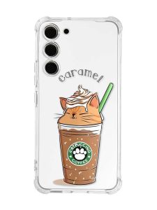 Чохол з потовщеними кутами на Samsung Galaxy S23 :: Капучіно котик (принт 97)