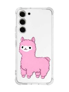 Чохол з потовщеними кутами на Samsung Galaxy S23 :: Лама рожева (принт 100)