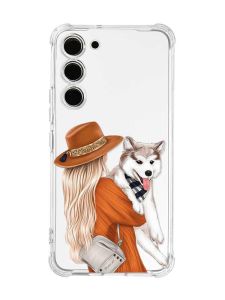 Чохол з потовщеними кутами на Samsung Galaxy S23 :: Дівчина з песиком (принт 115)