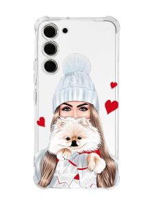 Чохол з потовщеними кутами на Samsung Galaxy S23 :: Дівчина з песиком (принт 142)