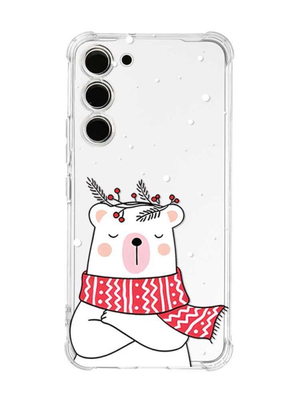 Чохол з потовщеними кутами на Samsung Galaxy S23 :: Ведмідь у шарфі (принт 147)