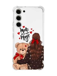Чохол з потовщеними кутами на Samsung Galaxy S23 :: Дівчина з ведмедиком (принт 188)