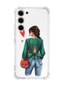 Чохол з потовщеними кутами на Samsung Galaxy S23 :: Дівчина в зеленому (принт 224)