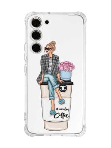 Чохол з потовщеними кутами на Samsung Galaxy S23 :: Дівчина на каві (принт 228)