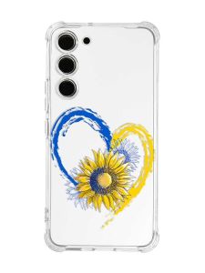Чохол з потовщеними кутами на Samsung Galaxy S23 :: Серце з соняхом. Україна (принт 260)