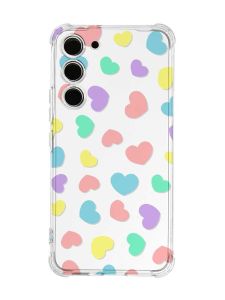 Чохол з потовщеними кутами на Samsung Galaxy S23 :: Різнокольорові сердечка (принт 335)
