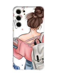 Чохол з потовщеними кутами на Samsung Galaxy S23 :: Дівчина з рюкзаком (принт 30)