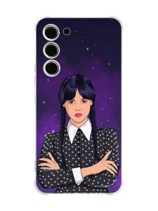 Чохол з потовщеними кутами на Samsung Galaxy S23 :: Дівчина з косичками. Венздей (принт 208)