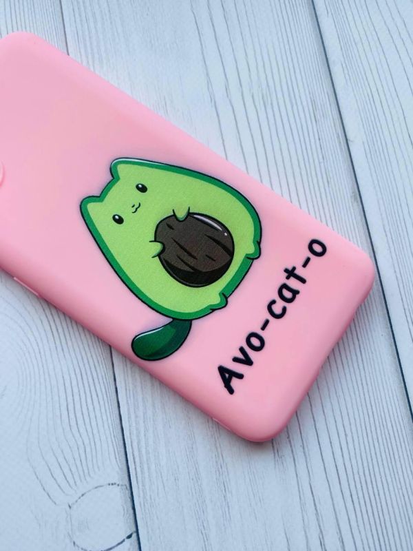 Матовий рожевий чохол на Samsung Galaxy A10s (A107) :: Котик Авокадо (принт 306)