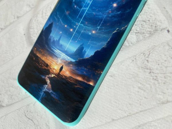 Чохол з бірюзовими боками на Samsung Galaxy M32/M22/A22 4G :: Космос (принт 244)