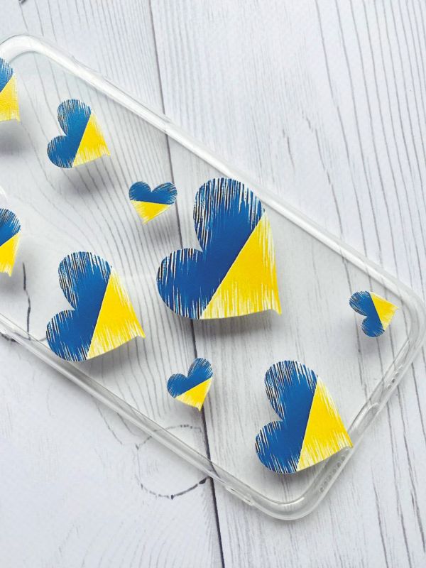 Прозорий чохол на Samsung Galaxy S22 :: Сердечка. Україна (принт 258)