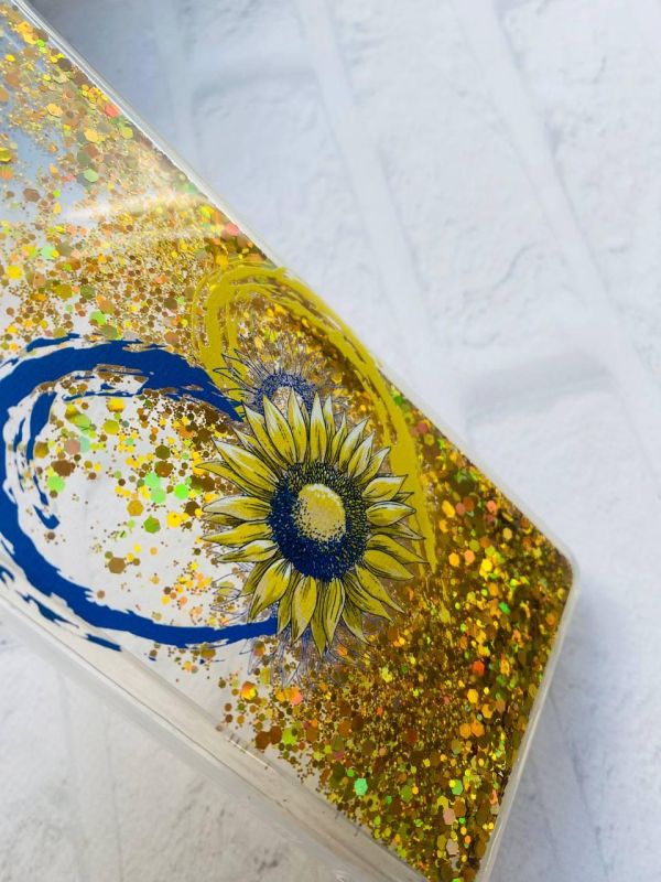 Чохол з плаваючими блискітками Samsung Galaxy A32 Золотий :: Серце з соняхом (принт 260)