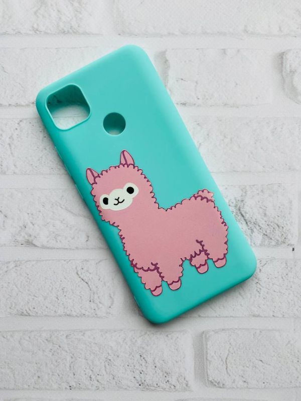 Матовий бірюзовий чохол на Xiaomi Redmi 9C / 10A дизайн Лама рожева принт 100