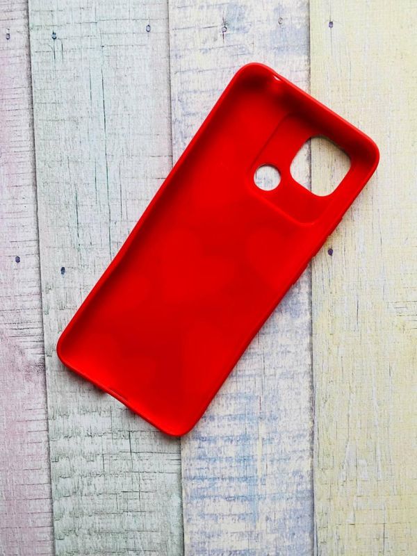 Матовий червоний чохол на Xiaomi Redmi 10C Сердечка рожеві (принт 78)