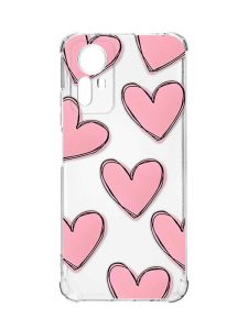 Чохол з потовщеними кутами на Xiaomi Redmi Note 12S :: Сердечка рожеві (принт 78)