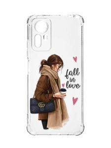 Чохол з потовщеними кутами на Xiaomi Redmi Note 12S :: Дівчина з кавою (принт 112)