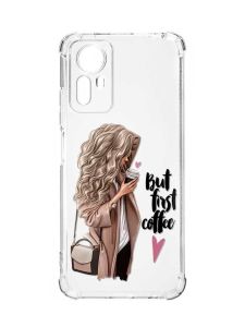 Чохол з потовщеними кутами на Xiaomi Redmi Note 12S :: Дівчина з кавою (принт 114)