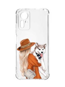 Чохол з потовщеними кутами на Xiaomi Redmi Note 12S :: Дівчина з песиком (принт 115)