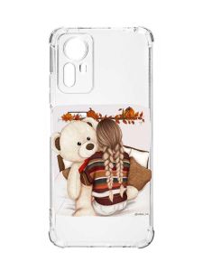 Чохол з потовщеними кутами на Xiaomi Redmi Note 12S :: Дівчинка з ведмедиком (принт 117)
