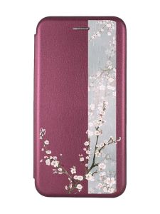 Чохол-книжка з малюнком для Samsung Galaxy A03s Бордовий :: Квітуча сакура (принт 285)