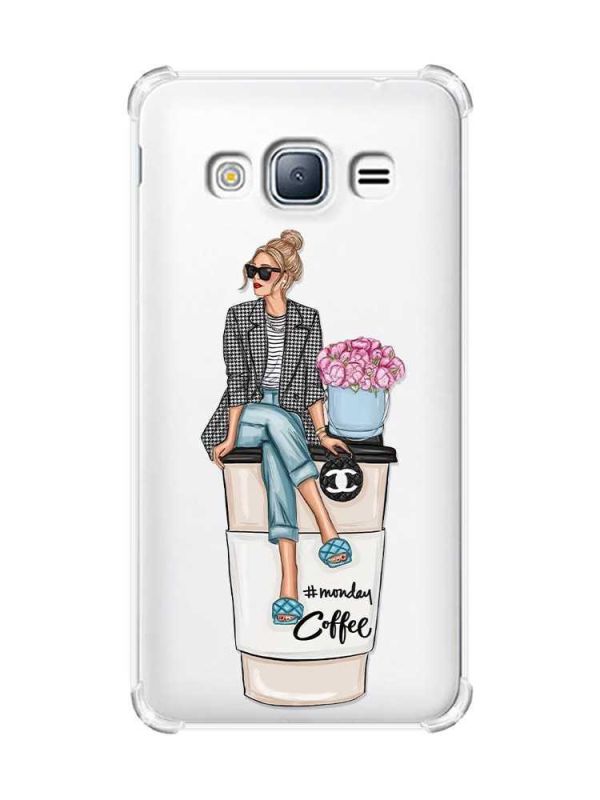 Чохол з потовщеними кутами на Samsung Galaxy J3(2016) J310 :: Дівчина на каві (принт 228)