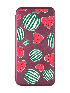 Чохол-книжка з малюнком для Samsung Galaxy A03s Бордовий :: Кавуни сердечка (принт 343)