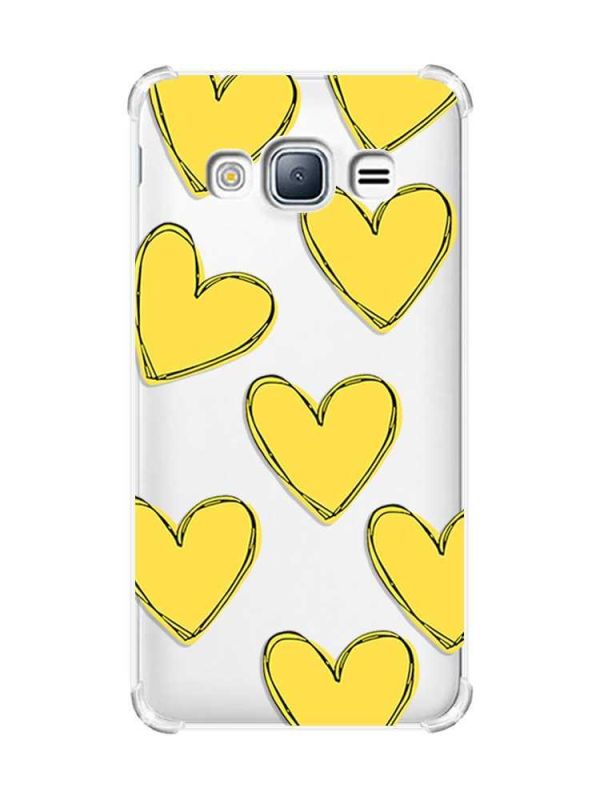 Чохол з потовщеними кутами на Samsung Galaxy J3(2016) J310 :: Сердечка жовті (принт 259)
