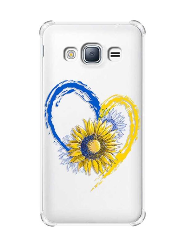 Чохол з потовщеними кутами на Samsung Galaxy J3(2016) J310 :: Серце з соняхом. Україна (принт 260)