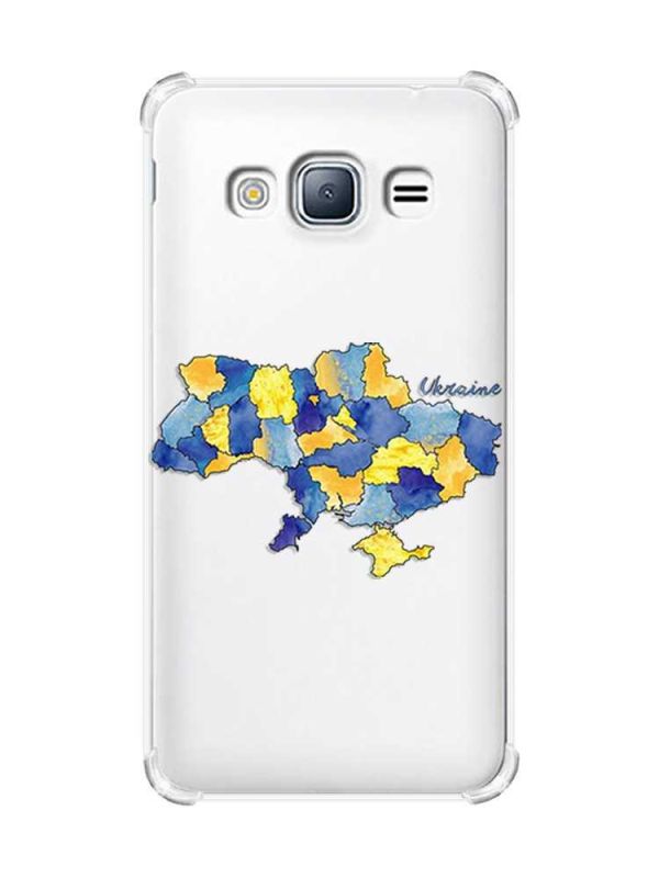 Чохол з потовщеними кутами на Samsung Galaxy J3(2016) J310 :: Карта України (принт 261)