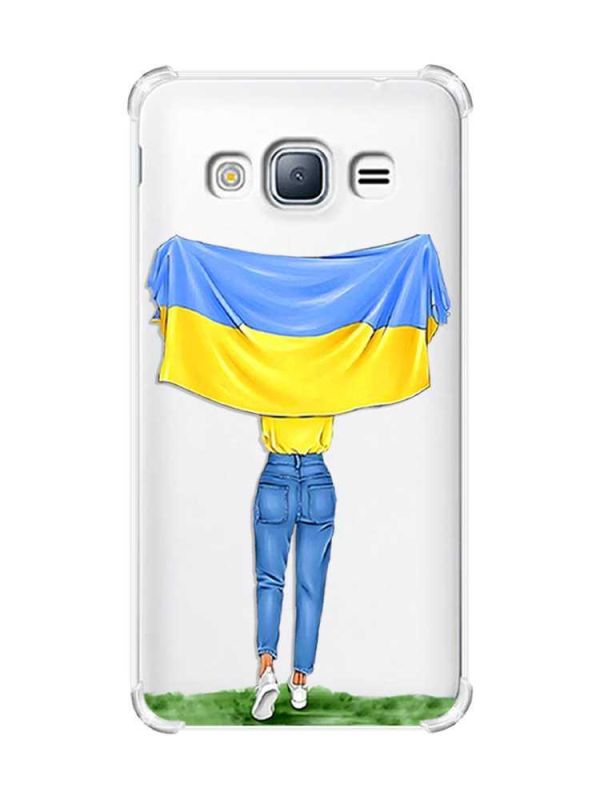 Чохол з потовщеними кутами на Samsung Galaxy J3(2016) J310 :: Дівчина з прапором (принт 263)