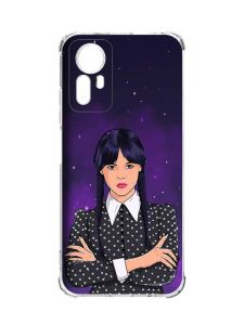 Чохол з потовщеними кутами на Xiaomi Redmi Note 12S :: Дівчина з косичками. Венздей (принт 208)