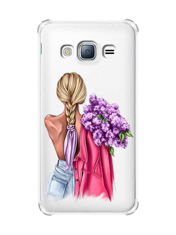 Чохол з потовщеними кутами на Samsung Galaxy J3(2016) J310 :: Дівчина з бузком (принт 7)